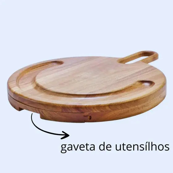 Tabua Madeira Petisqueira Frios e Churrasco 14 Peças